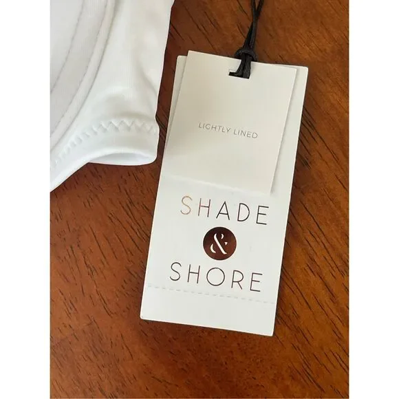 NWT Shade & Shore white halter bikini top Size 36 B - Picture 3 of 5